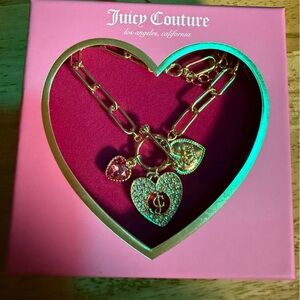 Juicy Couture Pink Pave Heart Toggle Bracelet